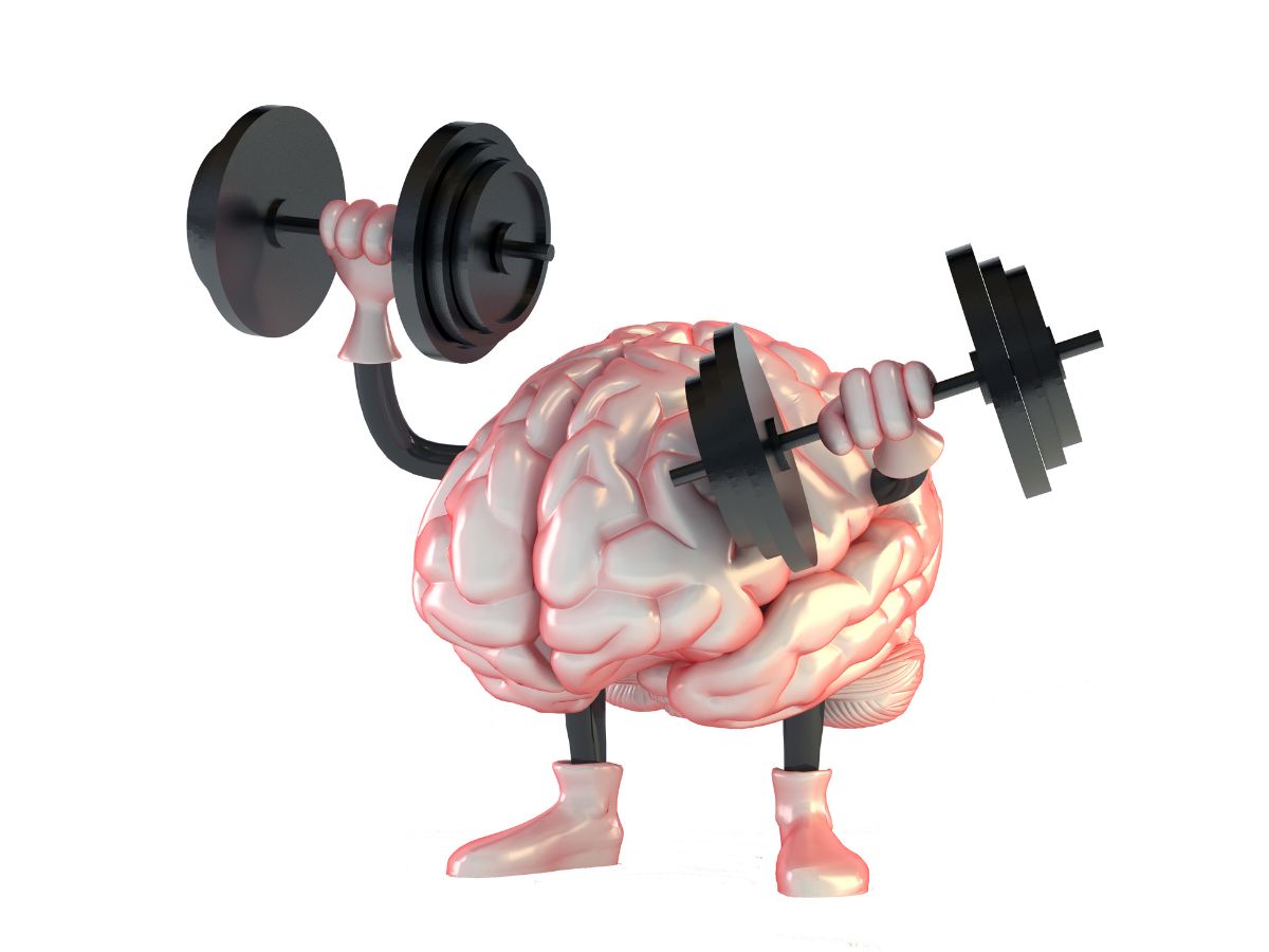 Picture of brain lifting weights