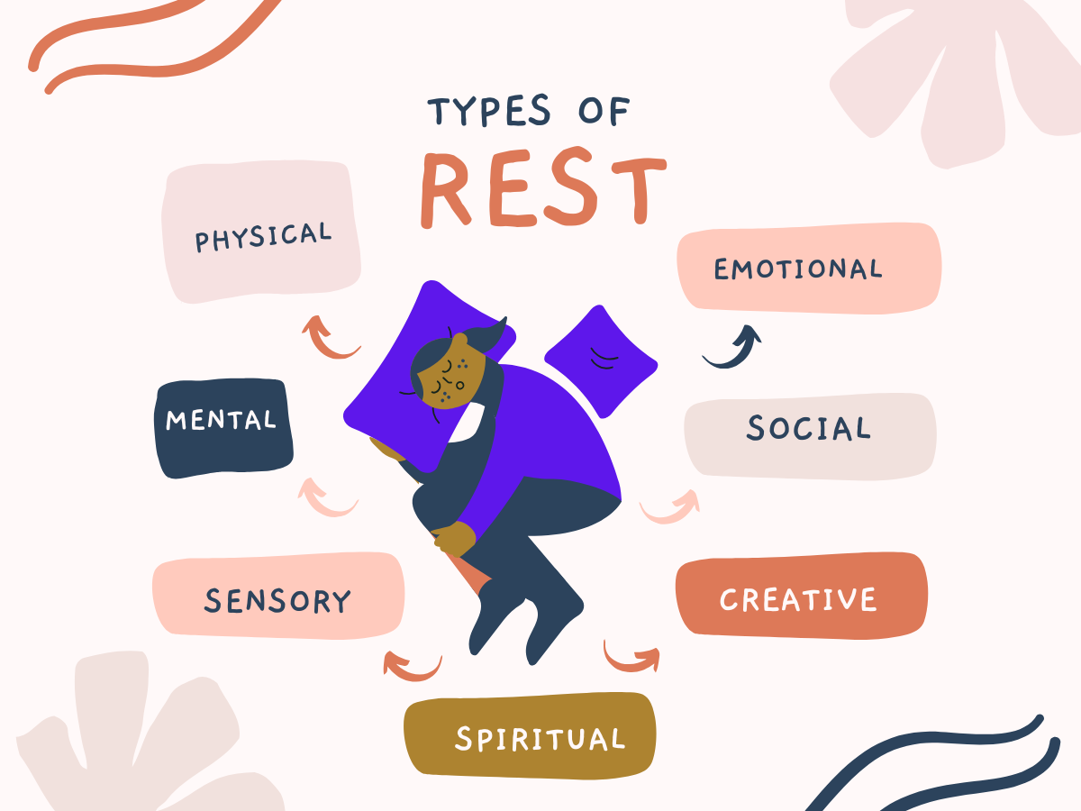 Types of rest, picture of an African American woman resting on a pillow.